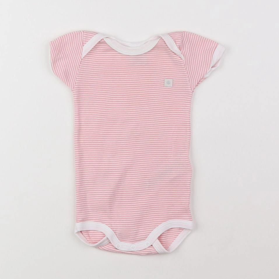 Petit Bateau - body blanc, rose - 3 mois